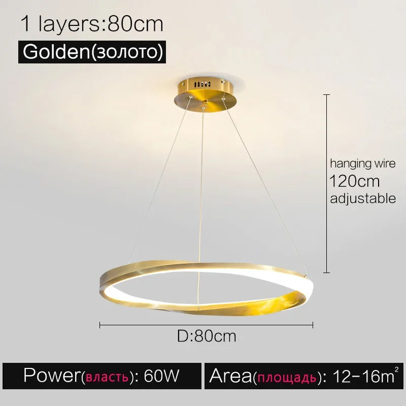 Living room lamps light luxury lamps modern minimalist atmosphere minimalist circle combination hall Italian ring chandelier