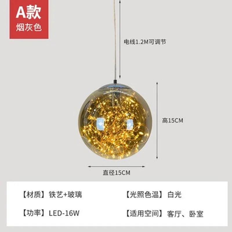 lustre nordique étoilé en verre pour décoration moderne