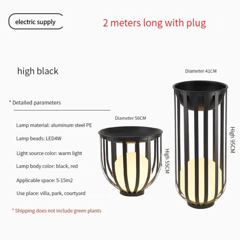 Lampadaire solaire de jardin lampe nordique en pot de fleurs pour Villa cour cour passerelle couloir décor extérieur IP65 éclairage étanche