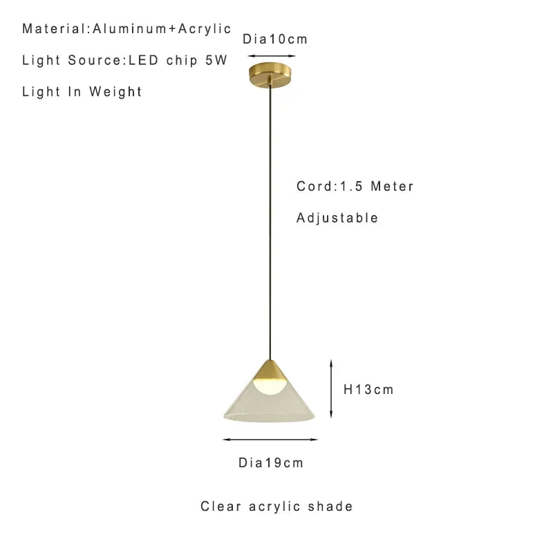 Lamp Modern Pendant Light, 1-Light Gold LED Pendant Light Fixture For Kitchen Island Bedroom Hallway Dining Room Living Room Ca