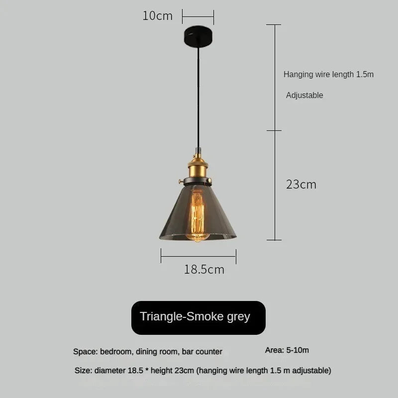 Suspension industriel vintage en verre fumé pour restaurant loft