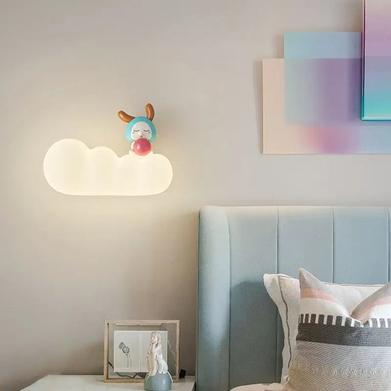 applique murale nordique led pour enfants motifs animaux lune soleil