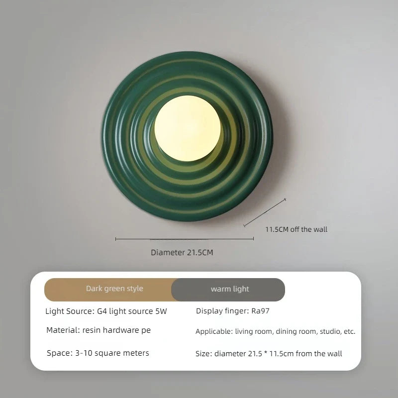 applique murale led rétro en résine luminaire mural rond japonais