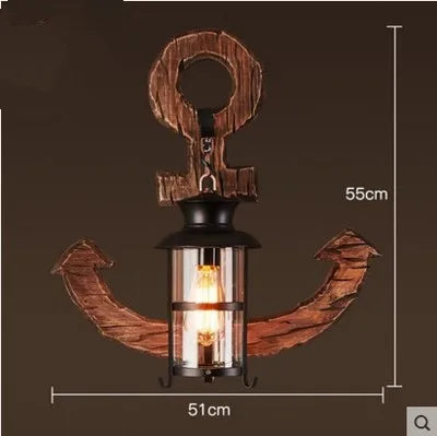 Applique murale LED industrielle rétro en bois