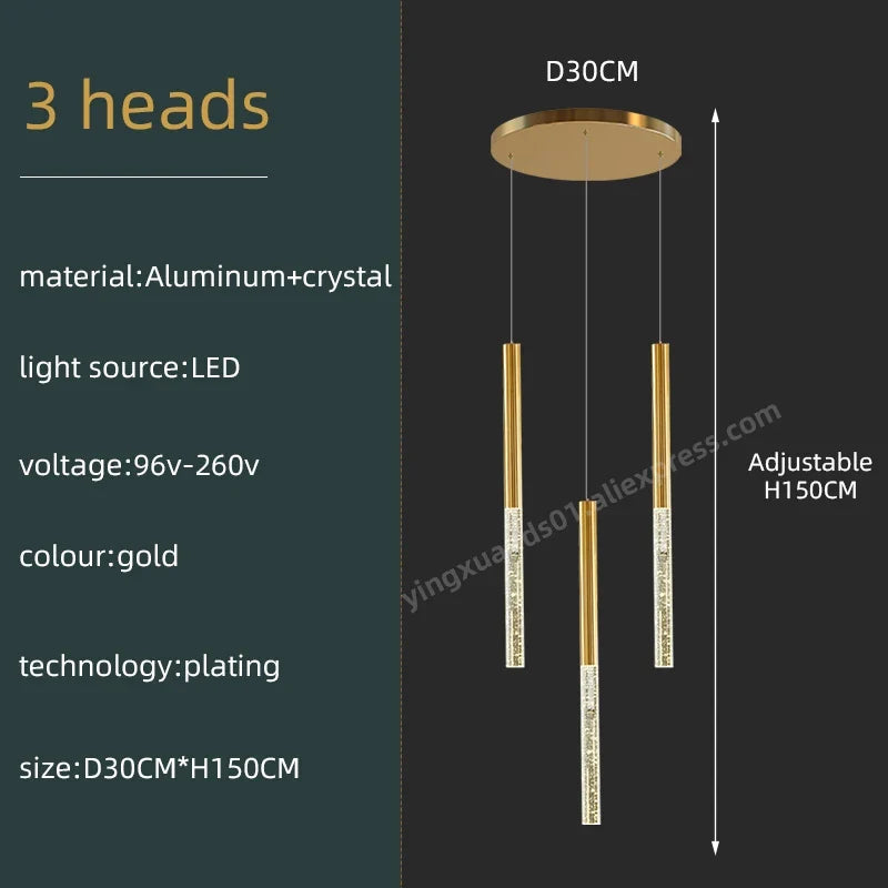 lustre en cristal moderne pour éclairage intérieur minimaliste