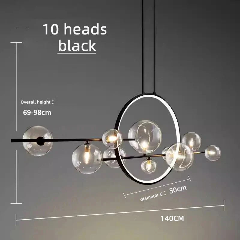 lustre à bulles en verre éclairage sphérique pour bar ou restaurant
