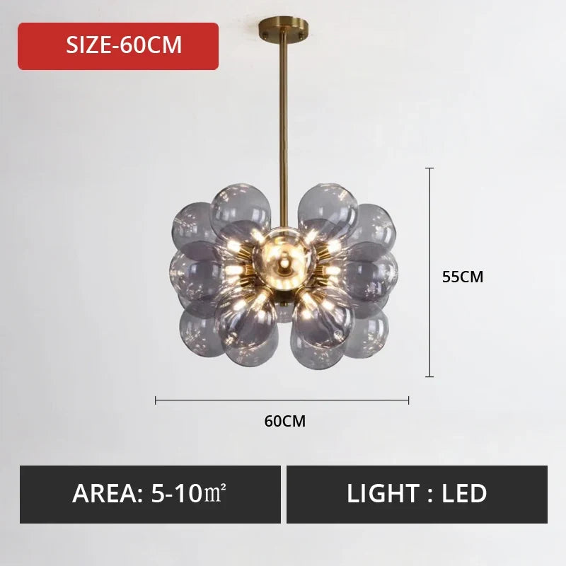 lustre nordique boule verre led décoration maison suspendu