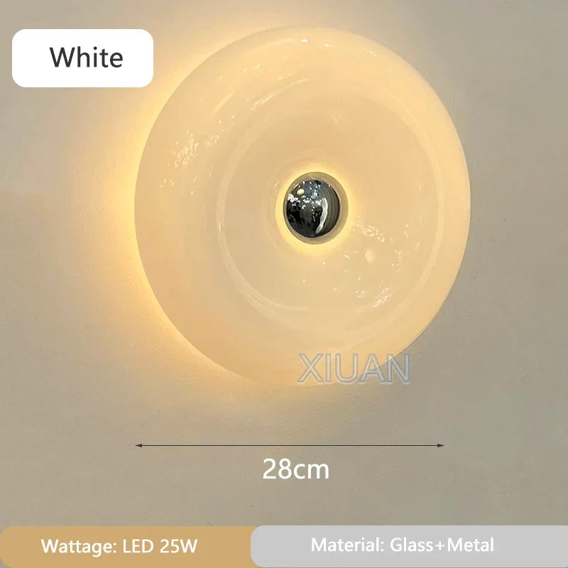 Modern Glass Wall Lamps for Bedside Living Room Stair Hallway Lighting 220V Milky White Glass Sconce Remote Control Optional