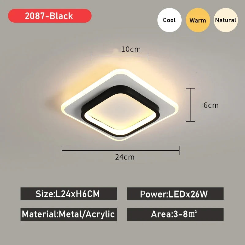 Moderne Led allée lumière plafonniers vestiaire couloir balcon Foyer plafonnier acrylique décoration maison lustre Luminaire