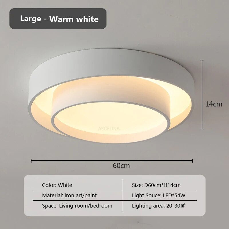 Plafonnier moderne led minimaliste blanc double rond
