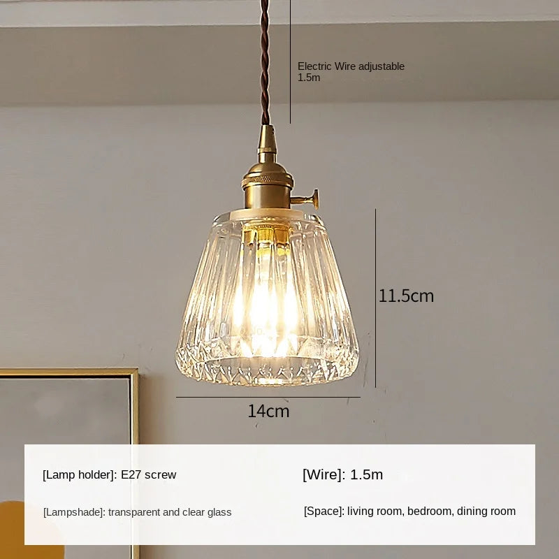 lustre en verre rétro style japonais petite suspension