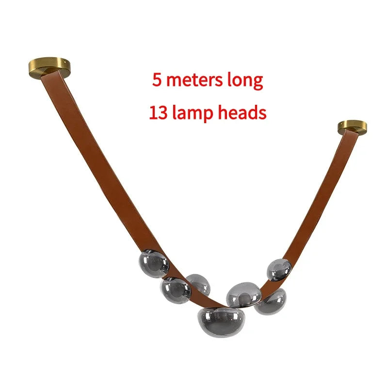 sandyha lustre en cuir avec suspension led design moderne