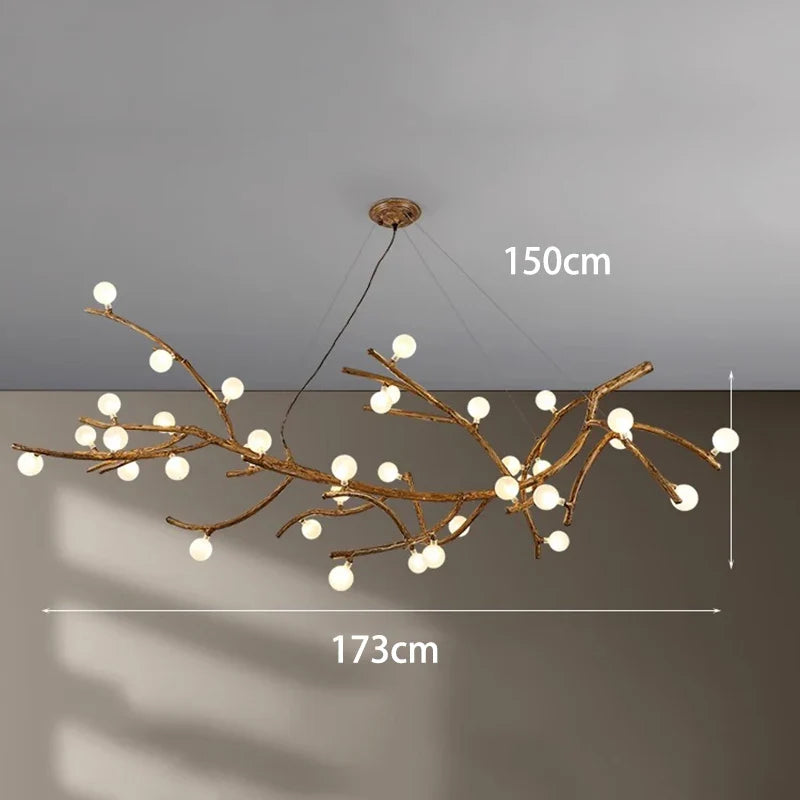 Lustre LED style branche de bois design moderne