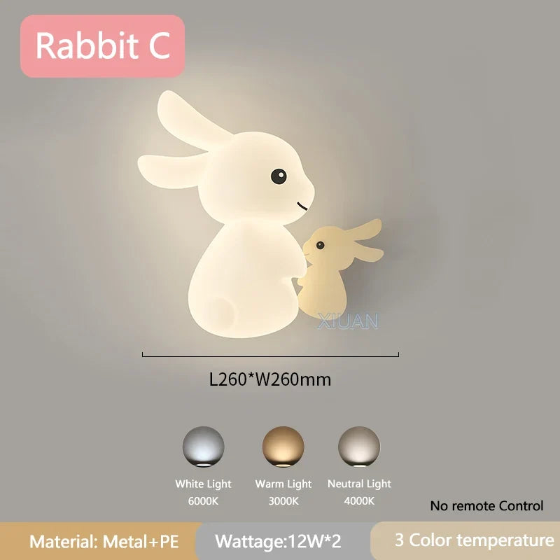 applique murale enfant motif lapin carotte nuage lumière