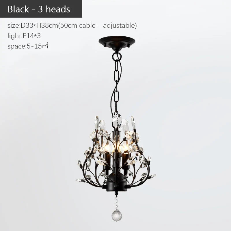 Vintage bougie suspension nordique LED lustre en cristal pour salon chambre cuisine Villa hôtel Hall luminaire