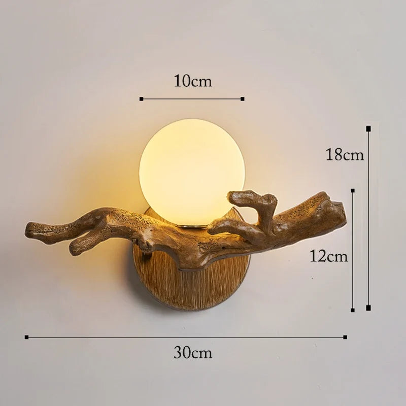 Applique murale LED Vintage en forme de branche d'arbre en résine