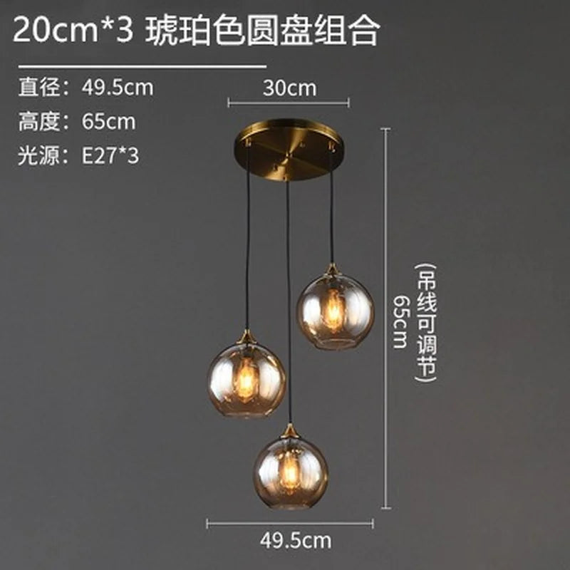 lustre nordique en verre fumé suspension simple luxe