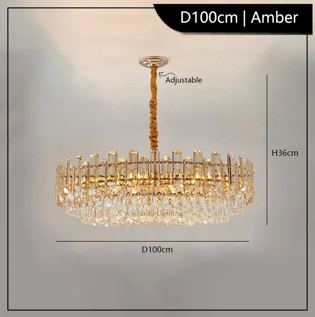lustre led de luxe en cristal moderne 	 en stock