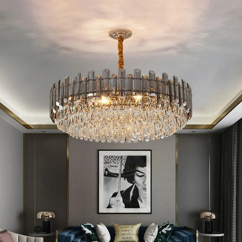 lustre led de luxe en cristal moderne 	 en stock