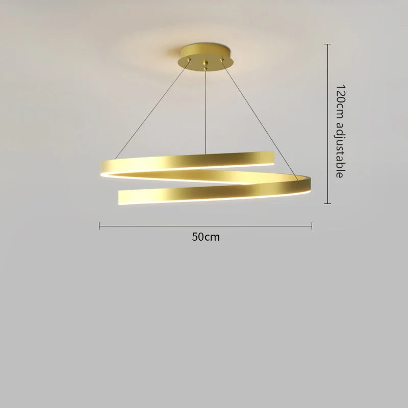 lustre à anneau simple moderne en fer doré avec éclairage LED intérieur