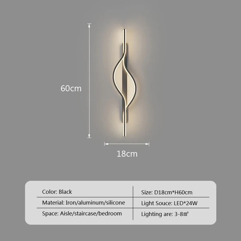 Applique murale led moderne minimaliste rayures déco intérieur chambre salon couloir
