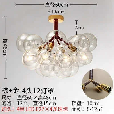 lustre moderne en verre à bulles pour décoration intérieure