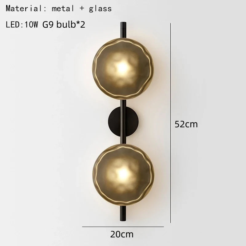 applique murale nordique en verre transparent et métal doré pour divers espaces
