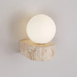 applique murale vintage en pierre naturelle avec abat-jour en verre et led