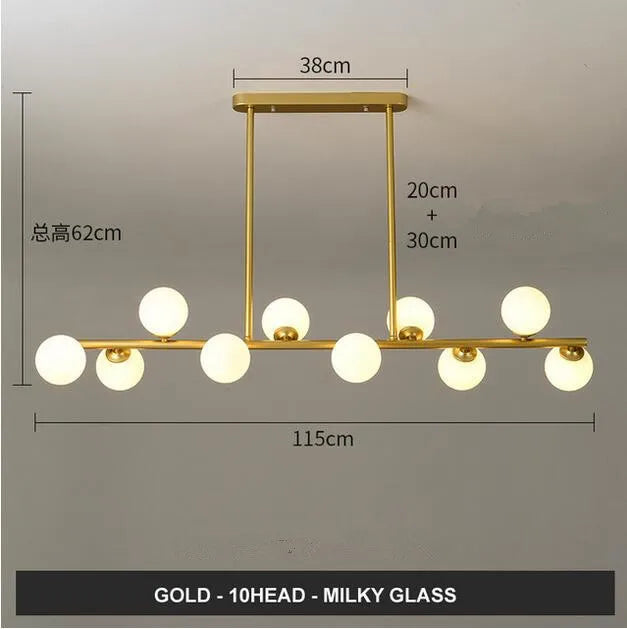 Lustre design boules de verre horizontales