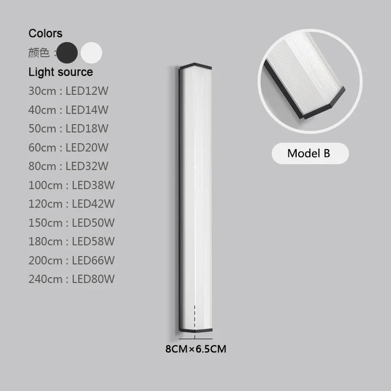 Acier inoxydable LED étanche longue applique murale moderne Ip65 éclairage extérieur jardin Villa balcon ligne lumière mur rondelle lumière 8
