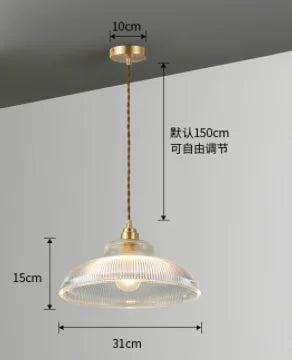 lustre rétro en cuivre avec verre pour décoration intérieure