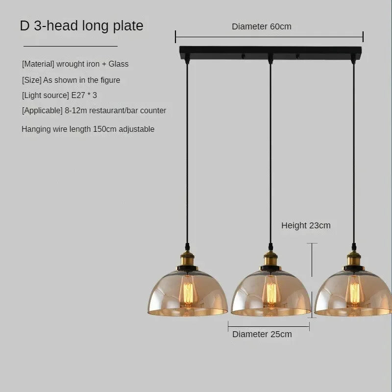 Suspension industriel vintage en verre fumé pour restaurant loft