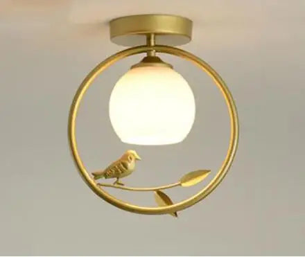 plafonnier nordique en fer style 	 avec décoration oiseau