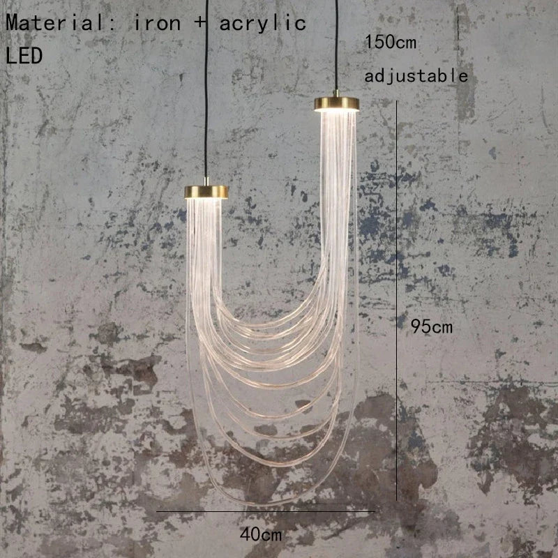 suspension led lumière transparente acrylique 	 fil réglable