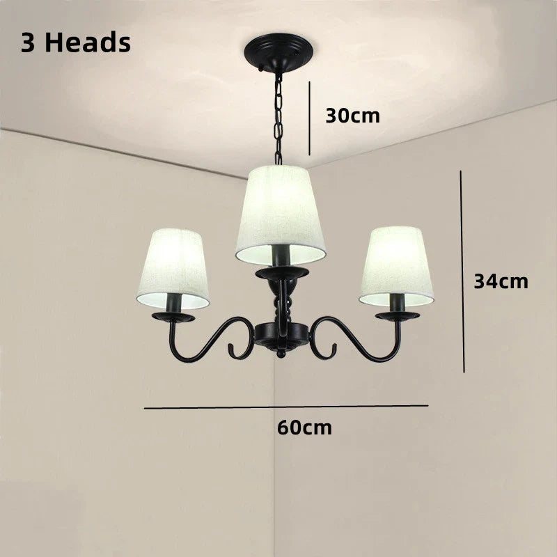 lustre en fer noir avec abat-jour pour intérieur élégant