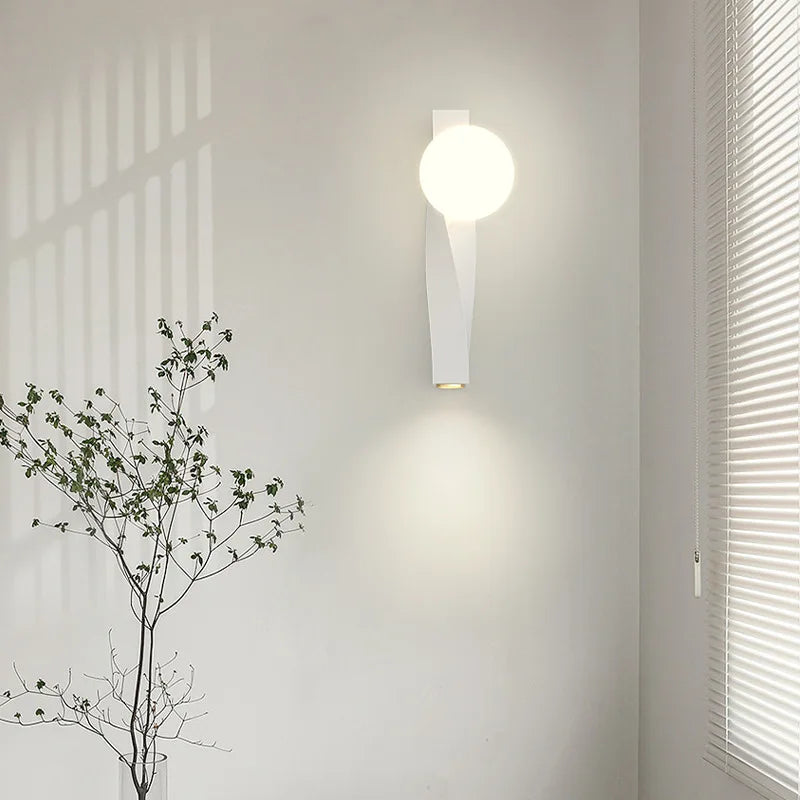 applique murale led en aluminium et verre rotatif