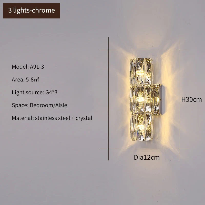 applique murale led en cristal k9 éclairage de luxe moderne