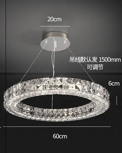 lustre moderne en cristal à deux couches pour décoration