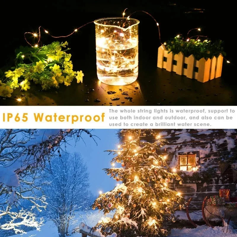 guirlande lumineuse led en fil de cuivre pour décorations festives