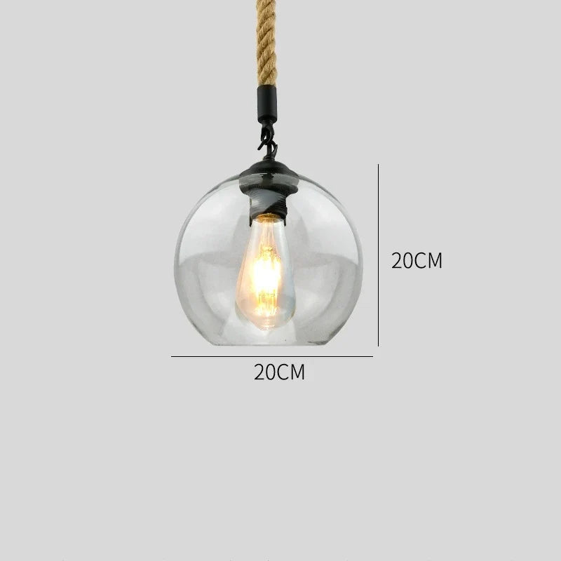 corde de chanvre avec boule de verre lumière led tissage à la main