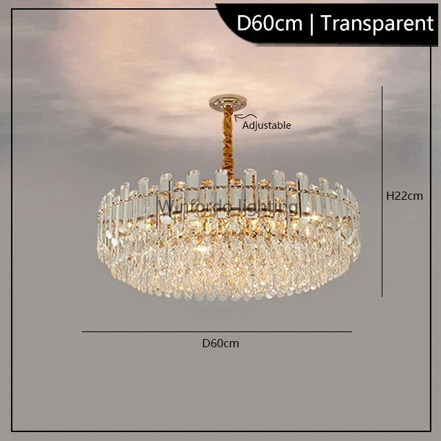 lustre led de luxe en cristal moderne 	 en stock