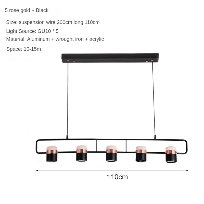 Nordic Designer Strip Restaurant Chandelier Minimalist Creative Bar Table Lamp, Bedroom Bedside Decoration Small GU10 Chandelier