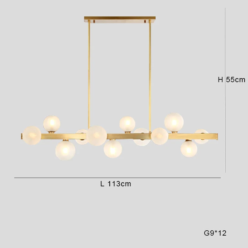 lustre italien moderne led minimaliste en cuivre pour bar café