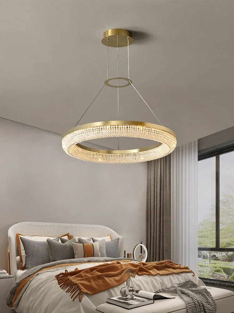 lustre de luxe led rond design moderne 	 pour intérieur