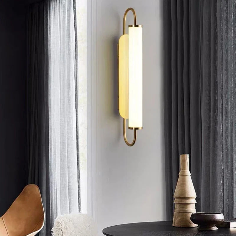 Nordic Minimalist Long White LED Wall Lamp for Bedroom Headboard, Modern and Personalized Living Room Balcony Lighting Fixtures