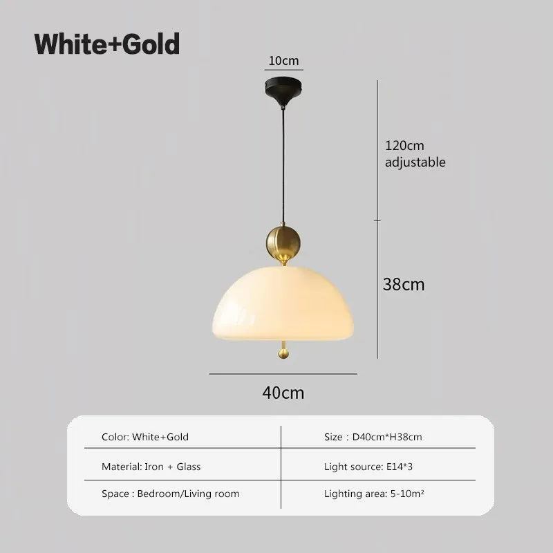 Suspension LED nordique en verre champignon