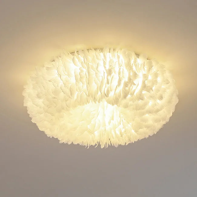 lustre à led nordique avec suspension en plumes