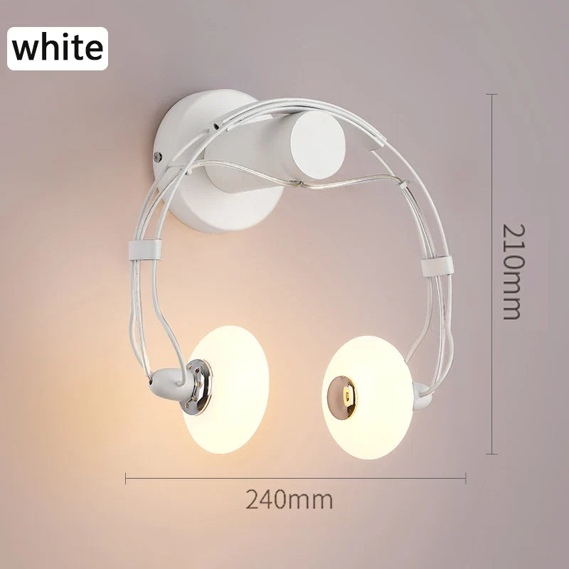 Applique murale LED créative en forme de casque audio