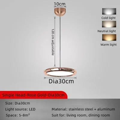 suspension led circulaire design moderne en aluminium pour intérieur