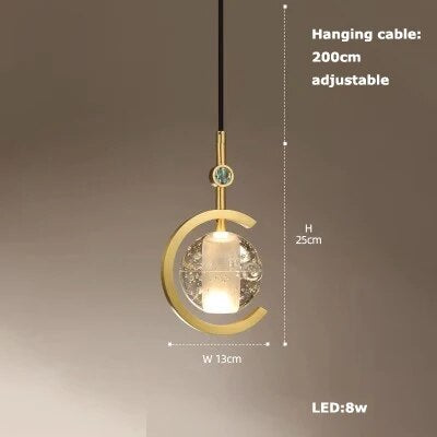 suspension luminaire cuir led verre lustre